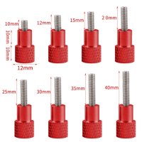M5 스테인레스 스틸 스크류 볼트 널드 노브 플랫 스텝 썸 라운드 헤드 알루미늄 합금 고프로용 10-40mm 길이 핸드  1pcs 빨간 손잡이  12mm