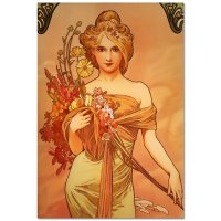 알폰스무하 패브릭 포스터 그림 액자 Alphonse Mucha 캔버스 아트 홈 장식 천 패브릭 벽 인쇄 실크 패브릭  20X30  26