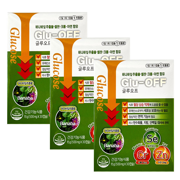 <b>글루</b>오프 혈당<b>케어</b> glu off  30정  3개