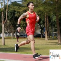 마라톤복 조깅복 런닝복 운동복 육상복 세트 남녀 속건 운동 경기 훈련 나시  30  XXXL  레드(남성)