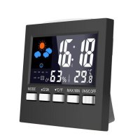 전기 탁상 시계 알람 다채로운 LCD 화면 사운드 제어 백라이트 디지털 시계 날짜 시간 달력 책상 시계