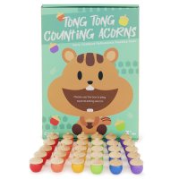 무지개 도토리 다람쥐 수세기 색인지 활동카드 소꿉놀이 학습 교구 Montessori Wooden Rainbow Acorns Counting & Sorting Kit  1세트