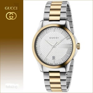구찌 시계 남녀공용 G타임리스 실버 골드 YA126450 투톤 콤비메탈 38mm YA126450