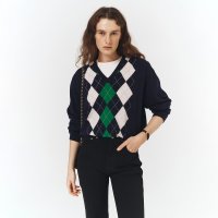 던스트 UNISEX V-NECK ARGYLE SWEATER UDSW3C106N2