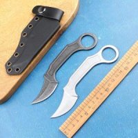 Karambit 440C 고정 블레이드 야외 도구 사냥 칼 전투 kydex 칼집 전술 생존