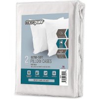 Micropuff 100 Microfiber Pillow Cases - White- 2 Pack