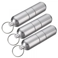 3X Aluminum Alloy Cigarette Holder Capsule Case Waterproof Pill Toothpick Holder Key Ring