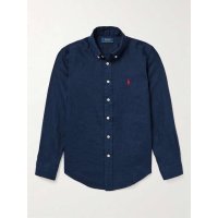 Polo Ralph Lauren Kids 키즈 Button-Down Collar Logo-Embroidered Linen Sh