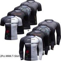 격투보호대 남성용 래쉬가드 MMA 복싱 주짓수 3D Bjj 킥복싱 스포츠 세트당 2 개