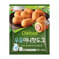 Chefood 우유미니핫도그 500g 롯데웰푸드 캠핑요리 사무실간식 어린이간식 간편식 모에모에큥 완내스 아침식사대용 29개