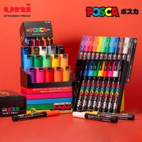 유성 매직 펜 일본 UNI 수성 POSCA 시리즈 마커 페인팅 그래피티 POP 포스터 광고 색 7 8 세트 PC-3M 15