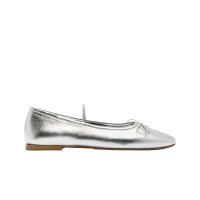 W 자라 메탈릭 리본 레더 발레리나 플랫 슈즈 Zara Metallic Ribbon Leather Ballerina Flat Shoes 1044992