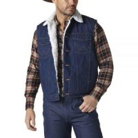 Wrangler 남성용 셰르파 안감 데님 조끼 데님 셰르파