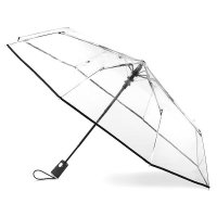 TOTES totes Clear Canopy Automatic Open Foldable Umbrella