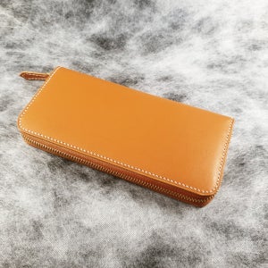 이태리 소가죽 수제 지퍼 장지갑 2 (탄색브라운), LD공방