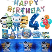 Octonauts 생일 파티 장식 알루미늄 호일 풍선 일회용 식기 따개비 페소 배경