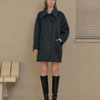 [룩캐스트] 차콜 마리 하프 울 코트 / CHARCOAL MARY HALF WOOL COAT