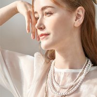 크리스탈 볼드 레이어드 진주 목걸이 lei pearl necklace