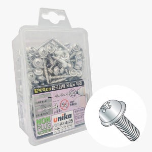 4x25mm 와셔머리 유니카 논프라피스 PW-425-SDN 논플러그 콘크리트