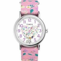 타이맥스 X Peanuts in Bloom Womens Weekender Watch - Strap Dial Silver-Tone Case