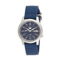 남성용 Seiko 세이코 5 Automatic Stainless Steel Watch Canvas Band SNK807