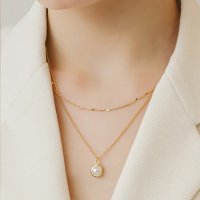 앵브록스 여성용 pearl clip layered necklace