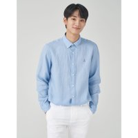 빈폴 BEANPOLE MEN 남녀공용 리넨 솔리드 슬림핏 셔츠 - 스카이