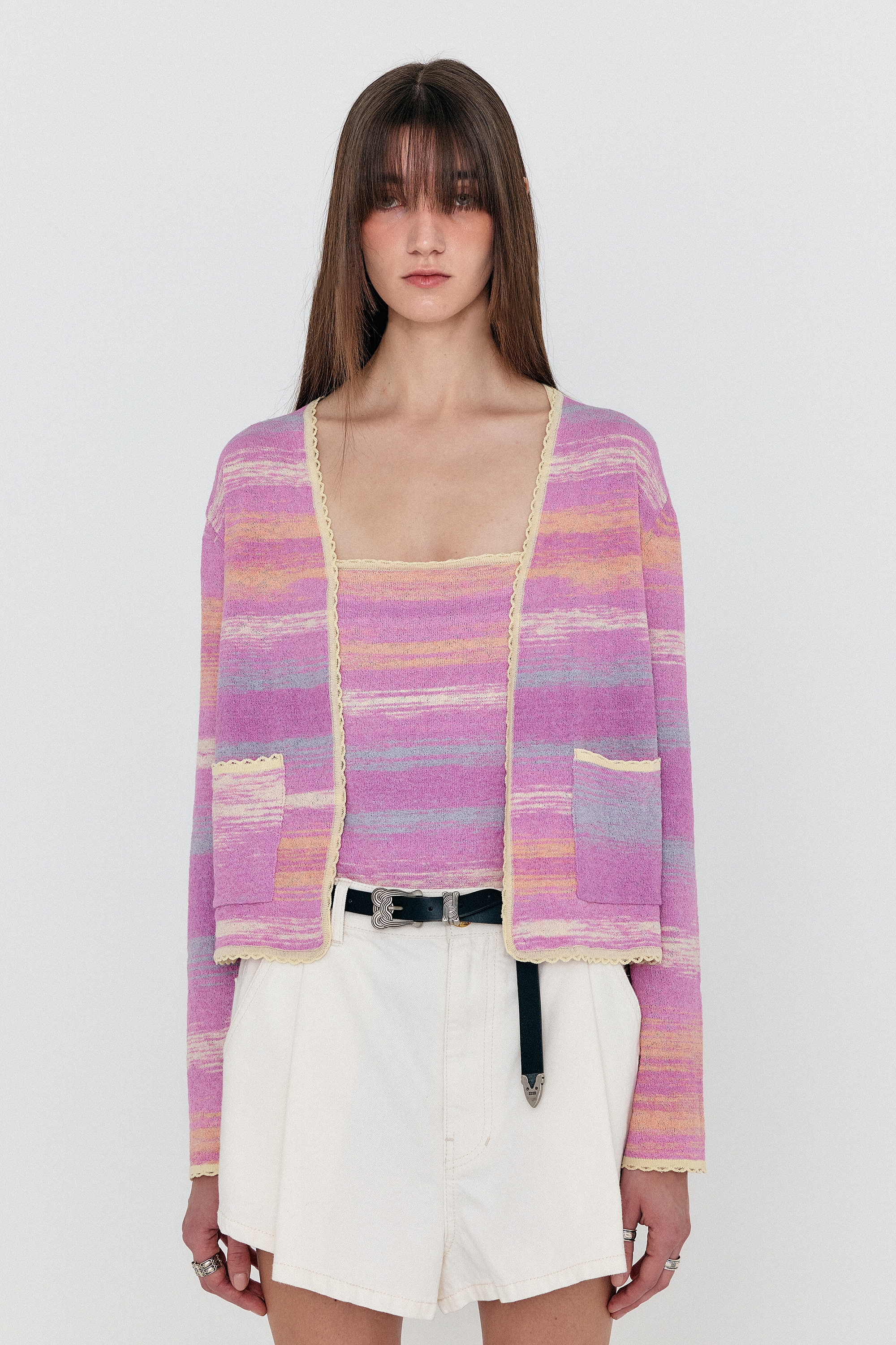 [잉크] WIOLETTA Pocket Front Knit Cardigan - Light Pink - 기타