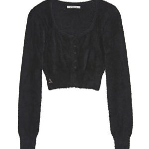 [애프터아워즈] ANGORA BUTTON CARDIGAN (BLACK) R3AHK24C