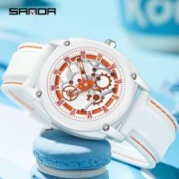 Sanda 3235 탑 New 디자인 Reloj 남성용 소프트 실리콘 스트랩 방수 일본 쿼츠 무브먼트 손목 시계