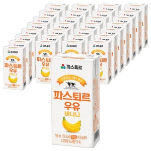 파스퇴르 전용목장 1급A 원유 바나나우유 190ml, 48개