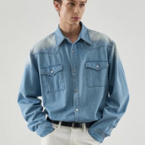 [드로우핏] 워시드 웨스턴 데님 셔츠 [LIGHT BLUE] DFSH3301LBL