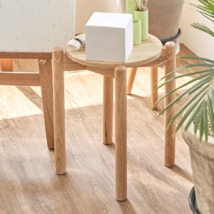 에이든 원목 원형 스툴 - 베이지