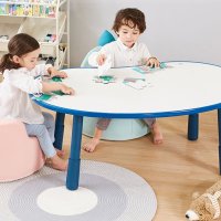 팅클팝 피넛형 그로잉책상 1200폭 어린이 학습 테이블  푸른 나뭇결 큰 테이블