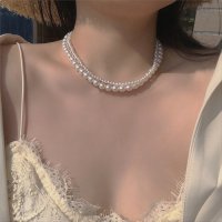 더블진주목걸이 초커 choker 실목걸이 짧은 쇄골 체인 넥 목줄 스트랩 이다희