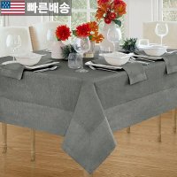 Elrene Home Fashions Villeroy and Boch 뉴 웨이브 메탈릭 보더 리넨 패브릭 식탁보 원형 177