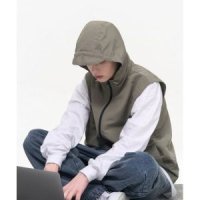 TOFFEE 투웨이 히든지퍼 후드 집업 GREIGE hidden zipper vest hood zipup