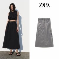 ZARA 나일론 바스락 포켓 카고 벨트 롱스커트