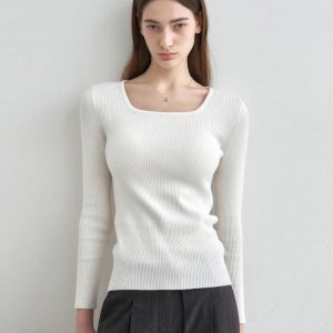[몽돌] 스퀘어 넥 골지 니트 MDKT063_5 Colors