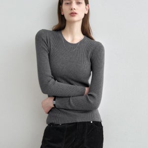 [몽돌] [5color] 라운드 넥 골지 니트 MDKT062