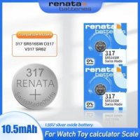 Renata 317 장난감용 실버 산화물 시계 배터리 원격 스위스 제작 버튼 코인 셀 SR516SW SR62 1.55V 1-