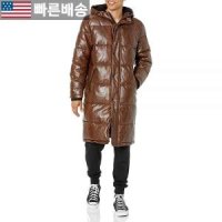 Large - 디케이앤와이 DKNY 남성용 인조 가죽 롱 퀼트 코트 Large 644207