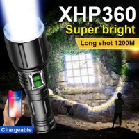 고출력 LED 손전등 캠핑 토치 전술 USB 충전식 방수 램프 슈퍼 브라이트 랜턴 XHP360