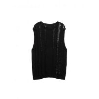 마뗑킴 CROCHET KNIT VEST IN BLACK