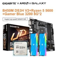 박격포 기가바이트 B450M DS3H V2 마더보드 AMD Ryzen 5 5600 R5 5600 CPU 프로세서 소켓 AM4 + GALAXY 8