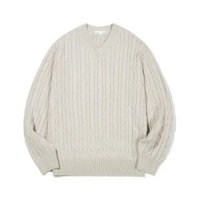 키뮤어 코튼 워셔블 케이블 브이넥 니트 Cotton Washable Cable VNeck Knit