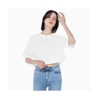 CALVIN KLEIN JEANS 여 그래픽 크롭 반팔 티셔츠 YAF J221110