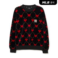 MLB 여성 하트 전판패턴 벨벳 자카드 맨투맨 NY