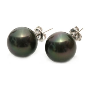 (실버 925)[타히티]고급 13mm 핵진주 은 귀걸이, 💜비비루시💜