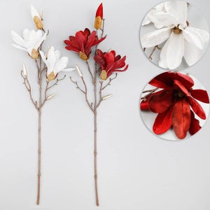 벨벳 조화 목련 가지 67cm 12개 세트 2색 택1 마그놀리아 매그놀리아 조화꽃 고급조화 꽃장식